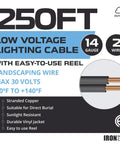 14/2 Low Voltage Landscape Wire For Indoor And Outdoor Lighting, Sprinklers, And LED Projects, 250 Ft Black Cable