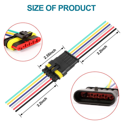 6 Pin Waterproof Electrical Wire Connector Male And Female Quick Disconnect Plug Socket with dimensional view