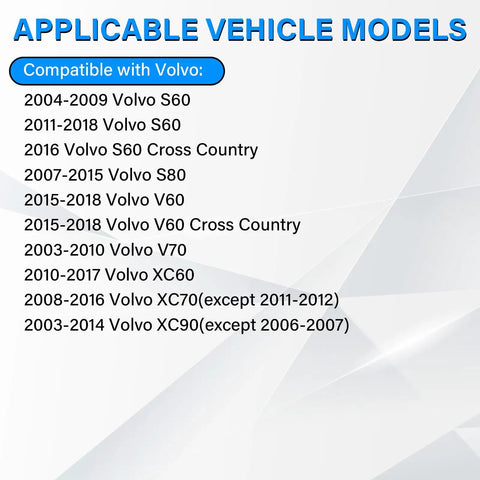 Applicable Volvo models for gas cap replacement 31392044: S60, S80, XC60, XC70, V60, V70, XC90 from 2004 to 2018.