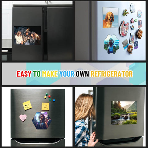 Ten Pack Magnetic Sheets With Adhesive Backing, 30 Mil Flexible Steel Vinyl Magnet Sheets used for crafts on a fridge and DIY projects