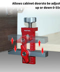 2 In 1 Cabinet Door Mounting Jig For Frameless Cabinets, Adjustable Aluminum Alloy Hardware Jig seen adjusting door height