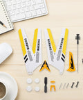Ultimate Spare Parts Kit for S107 and S107G RC Helicopters in Yellow ABS Plastic and Alloy displayed with main and tail blades.