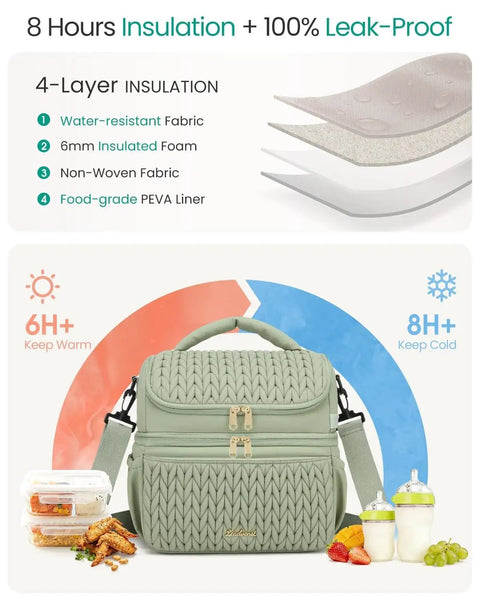 Straight Up Game Changer Super Chic 12l Insulated Breastmilk Cooler Bag With Double Deck Layout, 4-layer insulation shown.