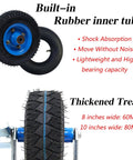 Heavy Duty Pneumatic Rubber Swivel Caster Wheels 8 Inch 4 Pack with built-in inner tube and thickened tread for durability.