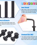 All In One Baby Crib Hardware Kit with M6 hex socket cap bolts, nuts, and Allen wrench for quick crib and bed repairs, details shown