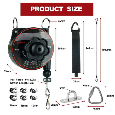 Universal Ev Charger Cable Retractor Features Slick Garage Cord Organizer For Level 2 Wall Or Ceiling Mount with size details.