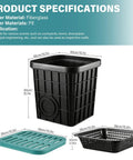Square Catch Basin With Grate And Debris Basket For Outdoor Drainage Kit No Precut Outlet Holes Downspout Drain Box measurements