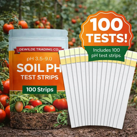 Soil pH Test Strips Kit For Gardens And Lawns, 100 Tester Strips, 3.5 To 9 Range with quick accurate readings