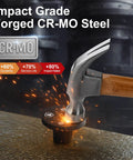 Close-up of hammer striking socket adapter, showcasing impact grade forged CR-MO steel material for Low Profile Impact Socket Adapter Set For Tight Spaces Lets You Convert Drive Sizes From Three Eighths To Half Inch And From One Quarter To Three Eighths And From Three Quarters To One Inch And From One Half To Three Quarters Four Pack For Pros.
