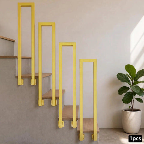 Heavy Duty N Shaped Wall Safety Grab Bar For Stairs And Porch Side Mount Iron Handle Indoor Outdoor Support Killer Grip Built Different Tough As Nails Design For Everyday Home Use, yellow iron grip on stairs.