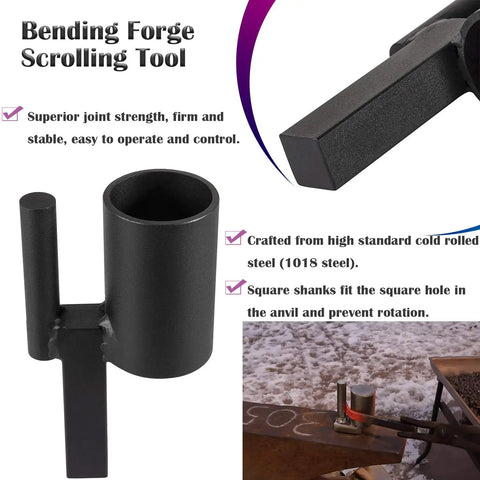 Pro Grade Five Piece Blacksmith Anvil Hardy Tool Set with bending forge scrolling tool for metalworking project