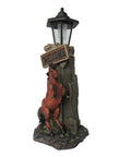 Stallion's Greeting Western Horse Welcome Statue For Outdoor Patio Garden Yard Decor With Solar Powered LED Lantern Resin 18 Inch High