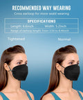 Woman wearing KN95 Face Mask 50 Pack Five Layer Breathable Disposable Respirator Mask For Adults Black With High Efficiency Filtration