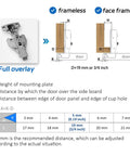 Soft Close Cabinet Hinges 10 Pack With 4D Adjustability And Killer Speed Control For Full Overlay Face Frame Doors installation guide with measurements