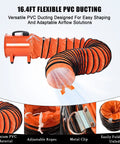 16.4 ft flexible PVC duct for 12 Inch Utility Blower Exhaust Fan, 3500 CFM high velocity ventilation for workshops and confined spaces