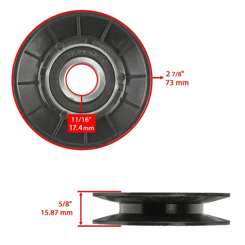 Heavy Duty Replacement Drive Pulley Fits John Deere L100 L105 L107 Mower Models 31F707 280J07 285H07 31P707 284H07 Mod-C8L-39402 top view and side profile image.