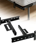 Heavy Duty Headboard Brackets For Adjustable Bed Base Universal Steel Mounting Hardware Kit showing black metal brackets with bolts.