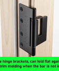 Beefy Security Door Bar For Inward Opening Doors Up To 32 Inches Black Finish, Marine Grade Aluminum Bar With Stainless Steel Brackets, Stud Mounted On Both Sides For Up To 2000 Lbs Battering Ram Resistance; hinge bracket folds flat on trim