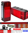 LED Boat Trailer Lights Kit With 25 Foot Wiring Harness Submersible Stop Brake Turn Tail Lights Side Marker Lights 13.7 Inch 3rd Brake Light Bar License Plate Bracket Easy Install For Boat Utility RVs Campers, showing components and wiring harness