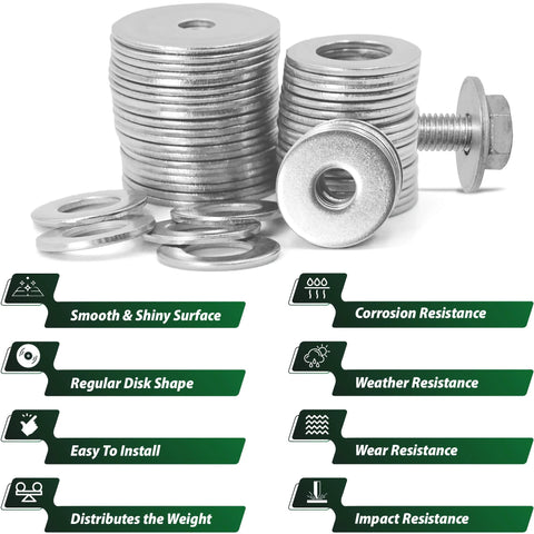 Flat washers set in 304 stainless steel; assorted sizes