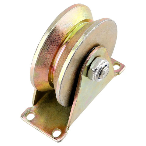 Front view of 3 Inch Sliding Gate Wheel Set Of Six With V Groove Track Rollers Made From Grade 45 Steel For Rail And Gate Systems