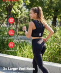 Woman jogging wearing No Bounce Hydration Vest Pack For Men And Women With 500ml Soft Flask, breathable and ergonomic fit, outdoor.
