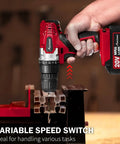 Heavy Duty 20 Volt Max Lithium Ion Cordless Drill Kit Featuring Ergonomic Grip And Keyless Chuck With Variable Speed Control 22 Piece Drill Bit Set Plus Plug And Play Charger For Kick Ass No Sweat Diy Projects, handheld drill with variable speed switch.