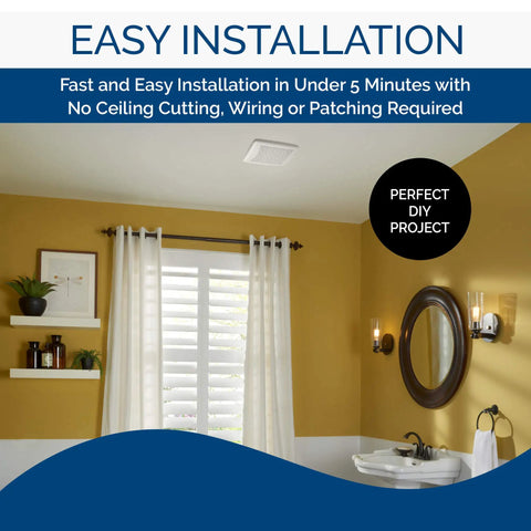 Replacement Square Bathroom Vent Grille Cover For Exhaust Fan, Easy Retrofit Style, Five Minute Install No Fuss, White Finish, No Cutting Or Wiring, Upgrade Your Bathroom Vent Look