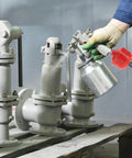 Worker using spray gun with 10 Pack Disposable Mini Air Water Trap Filters With 1/4 Inch Threads For Spray Guns, Paint Sprayers