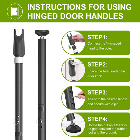 Instructions for using Secure Your Joint With This Badass Adjustable Sliding Glass Door Security Bar for hinged door handles.