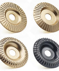 Four Piece Wood Carving Disc Set For 4 Inch Or Four And A Half Inch Angle Grinders With Five Eighth Inch Arbor Heavy Duty Wood