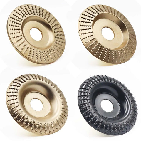 Four Piece Wood Carving Disc Set For 4 Inch Or Four And A Half Inch Angle Grinders With Five Eighth Inch Arbor Heavy Duty Wood
