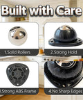 Black Stainless Steel Self Adhesive Caster Wheels 4 Pack Large Profile Swivel Ball Casters with 60 lbs load capacity per wheel