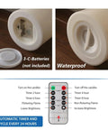 XL Flameless Pillar Candles With Remote, Outdoor Weatherproof LED Candles, battery compartment, waterproof base, remote control