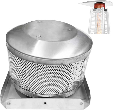 Patio Heater Replacement Parts Kit With Mesh Burner Screen And 4 Sided Pyramid Heat Reflector Shield For Glass Tube Heaters Pro Grade DIY Repair Pack For Outdoor Use Durable And Easy To Install, showing mesh burner screen and reflector.