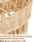 Close-up of Rattan Woven Hot Air Balloon Wall Decor For Kids Room showing intricate beige weave and craftsmanship.