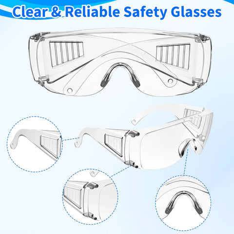 Shop Grade 3 Pack Clear Safety Glasses Heavy Duty Wraparound Protective Eyewear With Premium Polycarbonate Shields angled view
