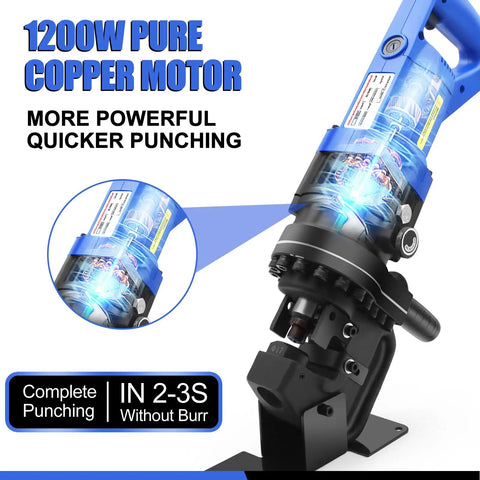 Close-up of Heavy Duty Electric Hydraulic Hole Punch Kit with 1200W Pure Copper Motor for metal punching