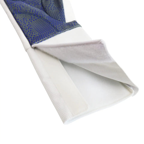 Close-up of hook and loop closure on ProGrade Padded Fencing Gloves For Foil Epee And Saber Leather Palm Mitten With Cushioned Grip.