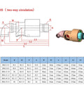 Brass Cooling Water Rotary Union Left And Right Handed Thread Two Port High Speed Joint For Rotating Equipment High Temperature Tolerance Durable Rotary Union Connector For Hydraulics And Machinery, dimension chart