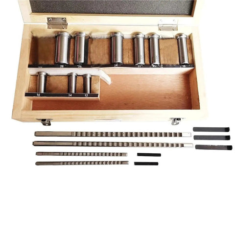 Keyway Broach Set 18 Piece HSS Keyway Cutting Tools For CNC Milling Includes 4mm 5mm 6mm 8mm Cutters And 12 To 28 Bushings Kit