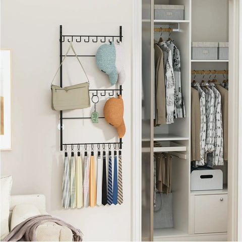 Over Door Hat Rack 3 Tier Wall Mount With 16 Hooks And 10 Movable Clips Keeps Your Cap Collection Sorted Solid Heavy Duty Setup Holds 26 Baseball Hats Zero Hustle Organization Smart Storage Solution For Bedroom Closet Pro Move