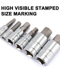 33 Piece Hex Bit Socket Set Master Kit With S2 And Cr-V Steel, SAE And Metric Sockets, high visibility size markings on sockets