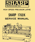 1760K Metal Lathe Instruction And Parts Manual cover featuring lathe illustration and safety, setup instructions for machinists