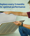 Man installing MERV 14 Pleated HVAC Filter Includes 2 Filters Per Pack Captures 96% Of Pollutants From 1 To 3 Microns