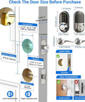 Trade In Your Heavy Keys For This Ultra Fast Fingerprint Smart Lock With Two Lever Handles In Clean Satin Nickel Finish Delivers Eight Way Keyless Entry And Smooth Remote App Control For Easy Home Living, size and compatibility details.