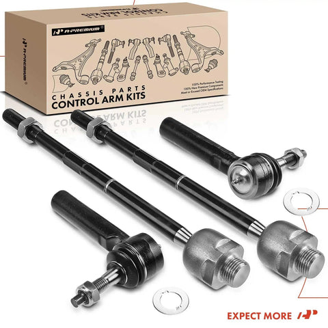 Front Inner And Outer Tie Rod End Kit For Chevy Tahoe Suburban Silverado Avalanche GMC Sierra Yukon Escalade 2007 To 2014 kit on white background
