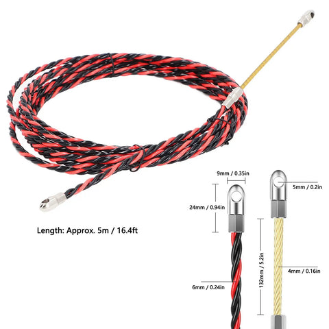 This Heavy Duty Electrical Wire Threader Is The Ultimate Fish Tape For Pros, 5m spring steel cable for easy cable pulls.
