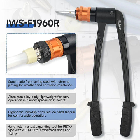 PEX A Expander Tool Kit With Self Rotary Expansion Heads, including ergonomic design and chrome-plated steel segments.
