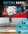 Heavy Duty Cordless Metal Nibbler With 30k Rpm Power For Cutting Steel Sheet Up To 18 Gauge And Aluminum cutting range on assorted materials.